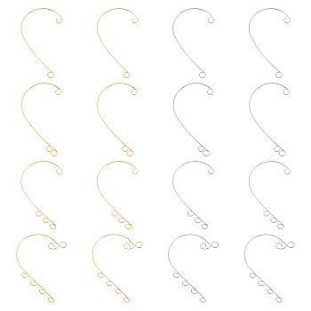 48Pcs 8 Style 316 Stainless Steel Ear Cuff Findings, Climber Wrap Around Non Piercing Earring Findings with Loops, Golden & Stainless Steel Color, 55~59x36~46x0.5mm, Hole: 4mm, 6Pcs/style