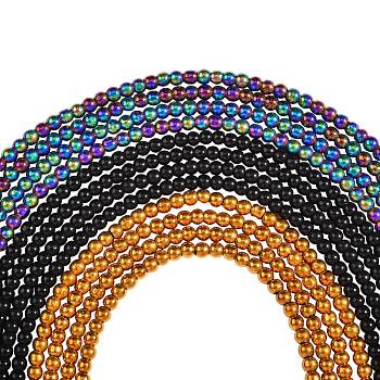 12 Strands 3 Colors Electroplate Glass Beads Strands, Round, Full Plated, Mixed Color, 2mm, Hole: 0.6mm, about 180pcs/strand, 14.17 inch(36cm), 4 strands/color