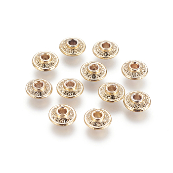 Alloy Beads, Long-Lasting Plated, Flat Round, Golden, 6.5x3mm, Hole: 1.2mm