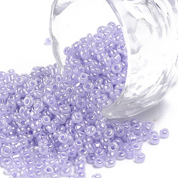 12/0 Glass Seed Beads, Ceylon, Round, Round Hole, Violet, 12/0, 2mm, Hole: 1mm, about 3333pcs/50g, 50g/bag, 18bags/2pounds