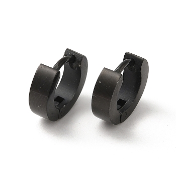 Polishing 304 Stainless Steel Hoop Earrings, Black, 9x3mm