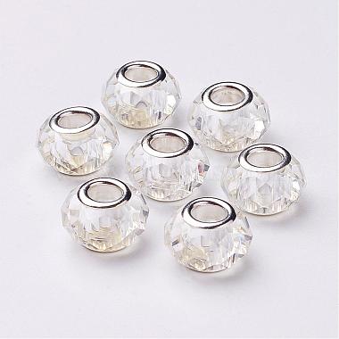 14mm Clear Rondelle Glass + Iron Core Beads