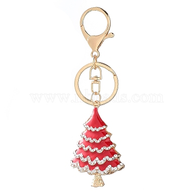 Golden Crimson Christmas Tree Alloy Rhinestone+Enamel Big Pendants