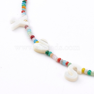 Ожерелья с подвесками из натуральных ракушек и букв(NJEW-JN03346)-3