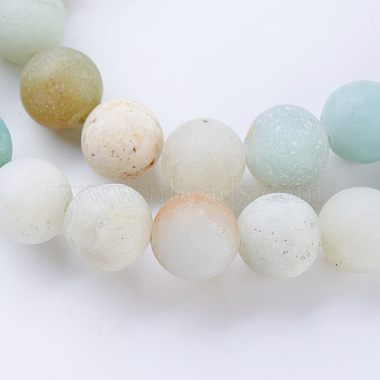 Frosted Natural Flower Amazonite Round Bead Strands(G-J363-01-8mm)-3