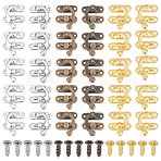 30Pcs 6 Colors Iron Latch Hook Hasp Horn Lock with Screws, Mixed Color, 27~27.5x9~32.5x7mm, 5pcs/color(FIND-OC0003-42)