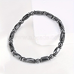 Great Valentines Day Ideas for Boyfriend Non-Elastic Magnetic Hematite Beads Stretch Bracelets, Twisted Cuboid & Rondelle, 7.48 inch(19cm)(BJEW-M066-15-1)