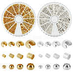 DIY Jewelry Making Findings Kits, Including Brass Tube Crimp Beads & Crimp Beads, Iron Crimp Beads Covers, Golden & Silver, 1.5~5x1.5~5mm, Hole: 0.5~2.5mm, 1590pcs/set(DIY-SP0006-63)