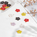 20Pcs 5 Colors Flower Alloy Enamel Pendants, with Rhinestone, Light Gold, Mixed Color, 18x15.5x3mm, Hole: 1.5mm, 4pcs/color(ENAM-LP0001-56)