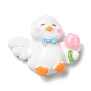 Cute Duck Opaque Resin Cabochons, White, 23x27x8mm(RESI-L038-07P-06)