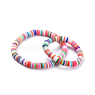 Mother's Day Jewelry, Mother and Daughter Stretch Bracelets Sets, with Handmade Polymer Clay Heishi Beads, Mother's Day Jewelry, Colorful, 1-3/8 inch(3.6cm), 2-1/4 inch(5.8cm)(X-BJEW-JB04474)