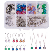 SUNNYCLUE DIY Earring Making, 304 Stainless Steel Pendant Cabochon Settings and Jump Rings, Resin Cabochons and Brass Cable Chains, Platinum, 11x7x3cm(DIY-SC0003-99P)