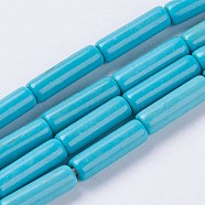 Synthetic Turquoise Beads Strands, Column, Dyed & Heated, Deep Sky Blue, 12~13.5x3.5~4.5mm, Hole: 1.5mm, about 33pcs/strand, about 15 inch(G-E456-43A-4x12mm)