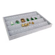 4-Tier Velvet Pendant Display Organizer Holder, Jewelry Tray for Pendant Storage, Rectangle, Gray, 240x350x30mm(PW-WG64371-10)