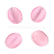 Cat Eye Glass Cabochons, Oval/Rice, Pink, about 13mm wide, 18mm long, 4mm thick(CE062-13X18-20)