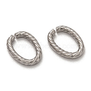 304 Stainless Steel Jump Rings, Open Jump Rings, Twisted, Stainless Steel Color, 14x10x2mm, Inner Diameter: 11x6mm(X-STAS-L256-003P)