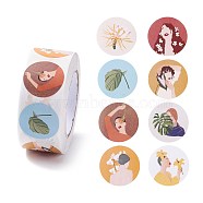 Cartoon Paper Stickers, Self Adhesive Roll Sticker Labels, for Envelopes, Bubble Mailers and Bags, Flat Round with Abstract Pattern, Women Pattern, 2.5x0.01cm, 500pcs/color(DIY-B041-31C)