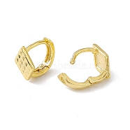 Brass Rhombus Thick Hoop Earrings for Women, Cadmium Free & Lead Free, Real 24K Gold Plated, 9x9.5x6.5mm, Pin: 0.9mm(KK-A172-36G)
