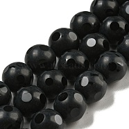 Natural Black Onyx Round Bead Strands, Dyed, Faceted and Frosted, 10mm, Hole: 2mm, about 40pcs/strand, 15.74 inch(G-L271-02-10mm)