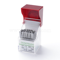 Orchid Needles for Sewing Machines, DPx5 #16(100) , Platinum, Pin: 1.0mm, 38.5x2mm, Hole: 0.5mm, about 10pcs/card, 10cards/box(IFIN-R219-57-B)