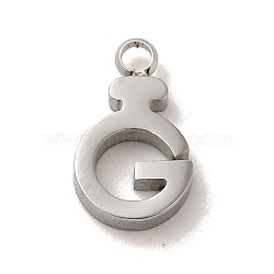 304 Stainless Steel Charms, Letter G Charm, Stainless Steel Color, 11x7x2mm, Hole: 1.5mm(STAS-L022-287P)