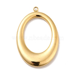 Ion Plating(IP) 304 Stainless Steel Pendants, Oval Ring Charms, Real 18K Gold Plated, 29x19.5x3mm, Hole: 1.4mm(X-STAS-E176-22G)