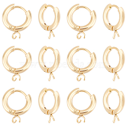 20Pcs 201 Stainless Steel Huggie Hoop Earring Findings, with Loops and 316 Surgical Stainless Steel Pins, Real 24K Gold Plated, 18 Gauge, 16x13.5x2.5mm, Hole: 2.5mm, Pin: 1mm(STAS-UN0056-86)