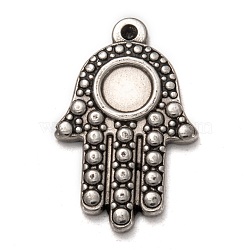 304 Stainless Steel Pendants, Hamsa Hand/Hand of Fatima /Hand of Miriam, Antique Silver, 25.5x16x2.5mm, Hole: 1.8mm(STAS-I170-33AS)