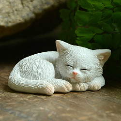 Creative Resin Poses Cat Figurine Display Decorations, Simulation Animal, for Car Home Office, White, 55x45x26mm(ANIM-PW0001-154G)