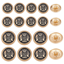 80Pcs 2 Style 1-Hole Alloy Buttons, Half Round with Crown & Badge, with Enamel, for Sewing Crafting, Matte Rose Gold Color, 40pcs/style(BUTT-OC0001-21)