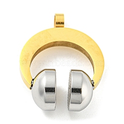 Ion Plating(IP) 304 Stainless Steel Pendants, Headset, Golden & Stainless Steel Color, 32.5x26x13mm, Hole: 4mm(STAS-M329-04G)