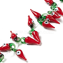 Handmade Lampwork Beads Strand, Teardrop with Evil Eye, Red, 30x10x11mm, Hole: 5x4mm, about 20pcs/strand, 8.66 inch(22cm)(LAMP-C008-01E)