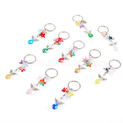Angel Glass Keychain, with Iron Findings, Mixed Color, 8.1cm, 10pcs/set(KEYC-TAC00034)