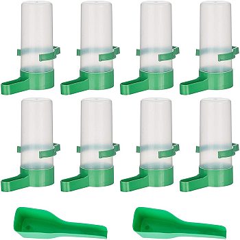 No Drip Small Animal Water Bottle and Plastic Pet Food Scoops, for Small Pet/Bunny/Ferret/Hamster/Guinea Pig/Rabbit, Green, 49.5~78x42~43x41.5x8~21x91mm, Capacity: 90ml