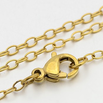 304 Stainless Steel Cable Chain Necklaces, with Lobster Claw Clasps, Golden, 23.5 inch(59.7cm), 3x2.3mm