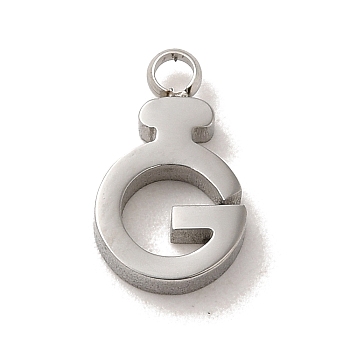 304 Stainless Steel Charms, Letter G Charm, Stainless Steel Color, 11x7x2mm, Hole: 1.5mm