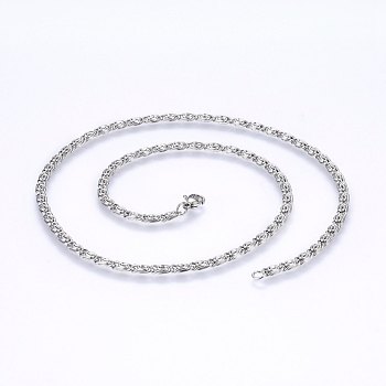 304 Stainless Steel Lumachina Chain Necklaces, Stainless Steel Color, 19.68 inch(50cm), 3.5~4mm