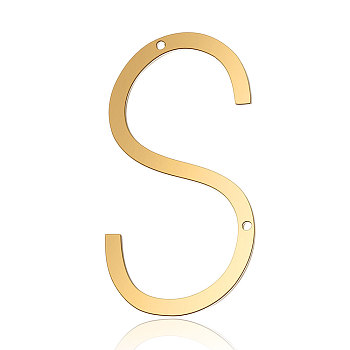 201 Stainless Steel Links connectors, Letter, Golden, Letter.S, 37x19.5x1mm, Hole: 1mm