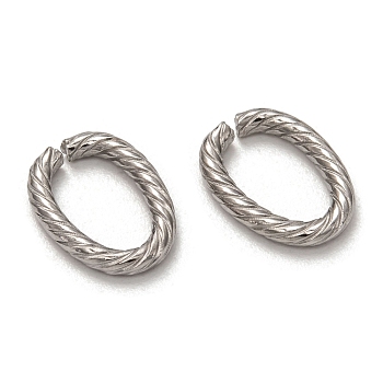 304 Stainless Steel Jump Rings, Open Jump Rings, Twisted, Stainless Steel Color, 14x10x2mm, Inner Diameter: 11x6mm