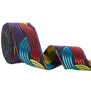7M Flat Embroidery Polyester Ribbons, Jacquard Ribbon, Braided, 1-5/8 inch(40mm), about 7.66 Yards(7m)/Roll