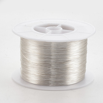 Round Copper Jewelry Wire, Long-Lasting Plated, Silver Color Plated, 18 Gauge, 1mm, about 229.65 Feet(70m)/500g