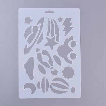 Plastic Reusable Drawing Painting Stencils Templates, for Painting on Scrapbook Fabric Canvas Tiles Floor Furniture Wood, White, 260x179x0.3mm
