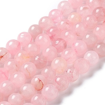 Natural Rose Quartz Dyed Beads Strands, Round, 6mm, Hole: 0.8mm, about 60pcs/strand, 14.96''(38cm)