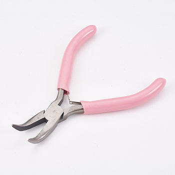45# Carbon Steel Jewelry Pliers, Bent Nose Pliers, Polishing, Pink, 12x7.2x0.9cm