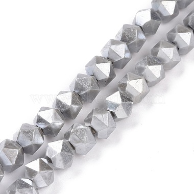 Silver Polygon Glass Beads