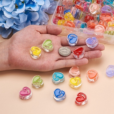 Craftdady 90Pcs 9 Colors Transparent Enamel Acrylic Beads(TACR-CD0001-06)-4