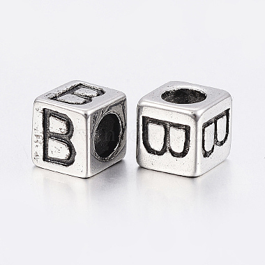 304 Stainless Steel Large Hole Letter European Beads(STAS-H428-01AS-B)-2