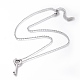 304 Stainless Steel Heart Key Pendant Necklaces(NJEW-I240-16)-2