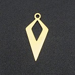 201 Stainless Steel Open Back Bezel Pendants, For DIY UV Resin, Epoxy Resin, Pressed Flower Jewelry, Rhombus, Laser Cut, Golden, 22x10x1mm, Hole: 1.6mm(STAS-R111-LA173-10)