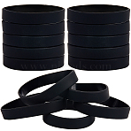 Flat Plain Silicone Cord Bracelet for Men Women, Black, Inner Diameter: 2-1/2 inch(6.5cm)(BJEW-WH0016-32I)
